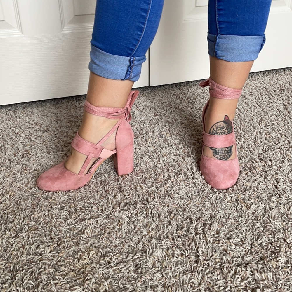 Suede pink heels